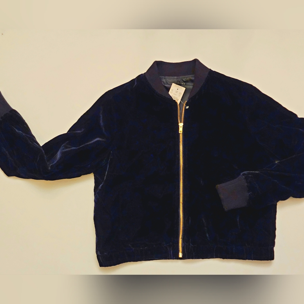 J. Crew Mercantile Navy blue Velvet Bomber Jacket